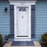 Fiberglass front entry door in white