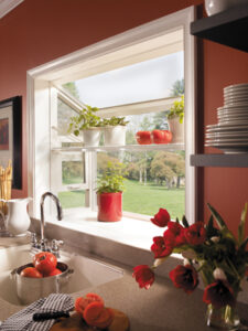 Energy efficient vinyl window above sink in kitchen