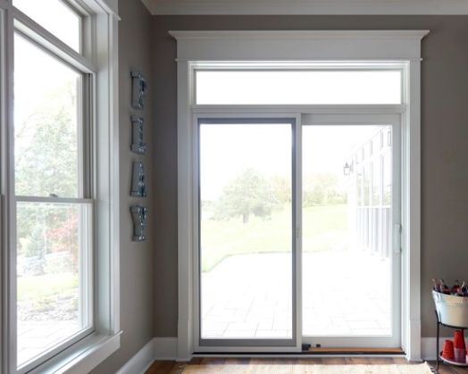 White wood Life-Style Series sliding glass door in residential home