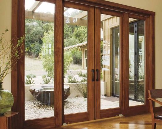 Wood traditional glass patio doors