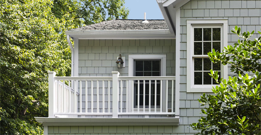 HardieShingle® Siding on home with deck